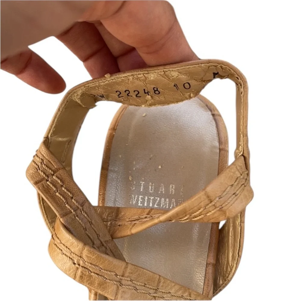 Stuart Weitzman size 10 tan ankle strap platforms cork heel - Picture 5 of 8